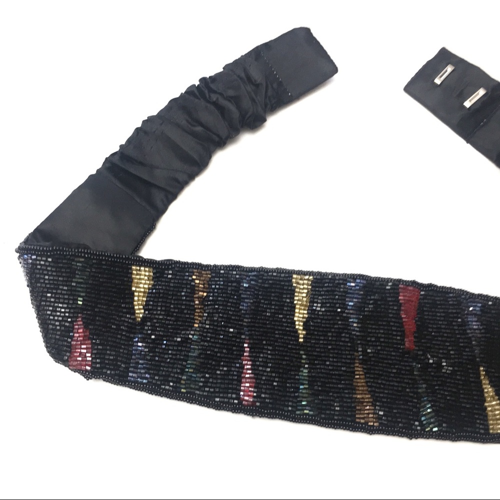 Vintage Colorful Beaded Stretch Waist Belt Large - Picture 3 of 5